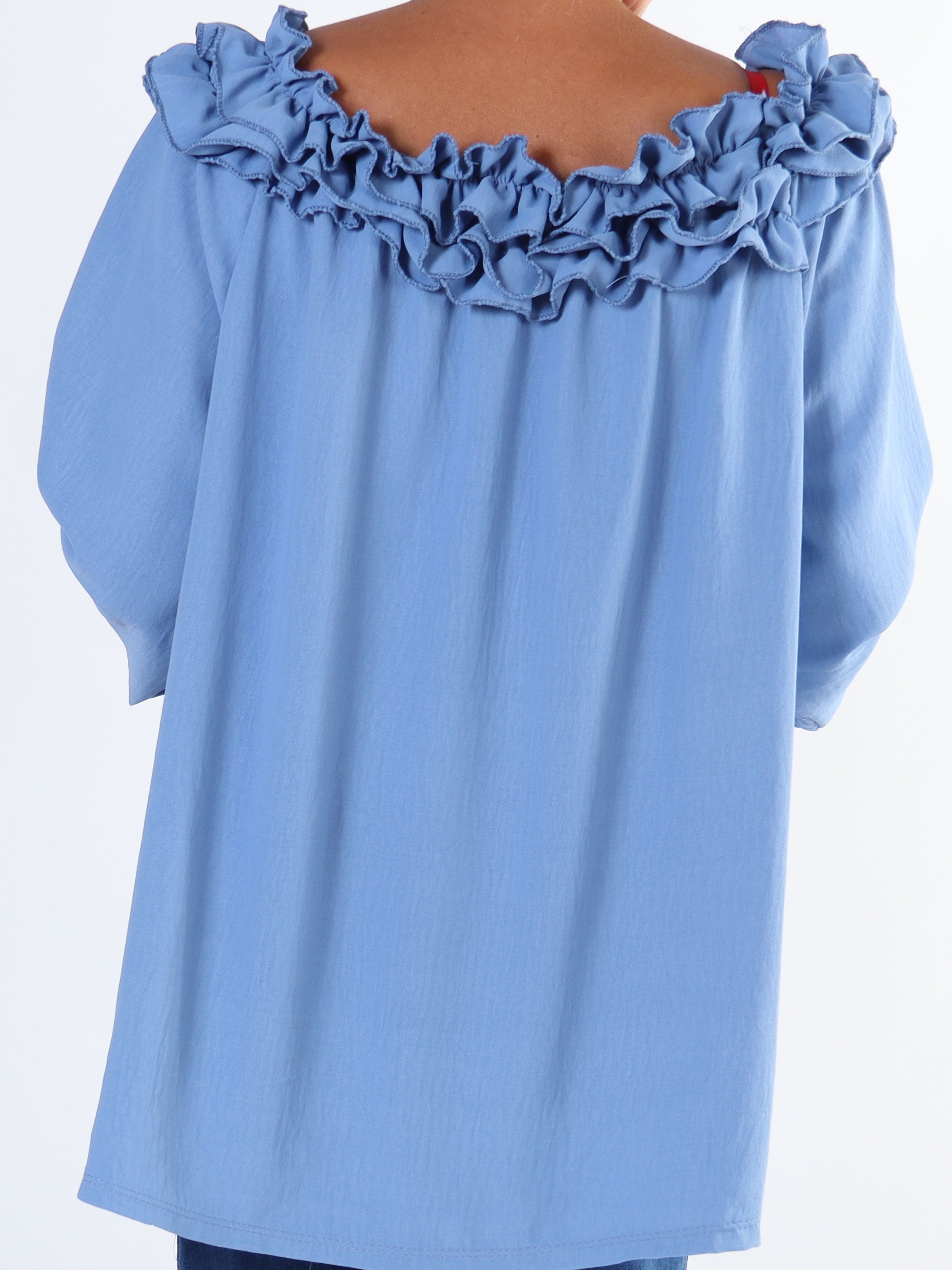Chili - Fineste plus size tunika bluse med flæser i udskæringen (bestseller)